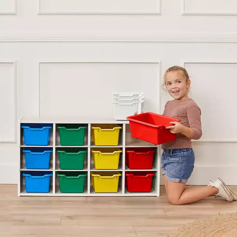 Meuble de rangement 12 casiers et 15 bacs à façade ouverte, 3x4, Meuble pour enfants