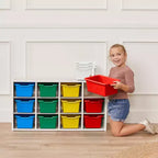 Meuble de rangement 12 casiers et 15 bacs à façade ouverte, 3x4, Meuble pour enfants