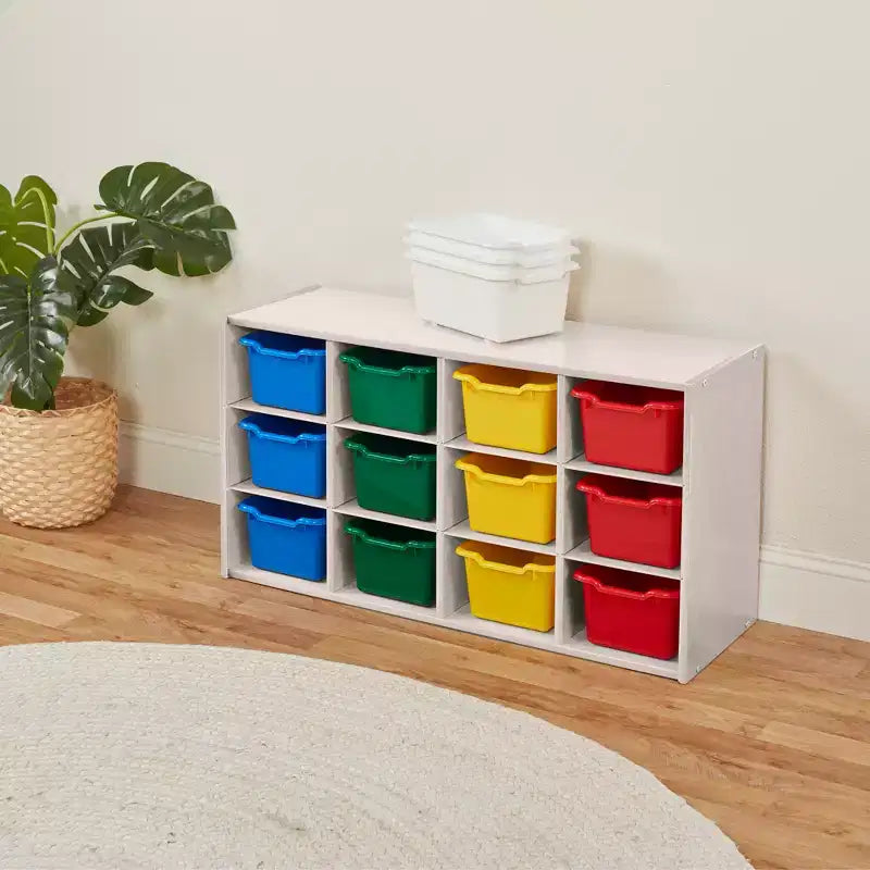 Meuble de rangement 12 casiers et 15 bacs à façade ouverte, 3x4, Meuble pour enfants