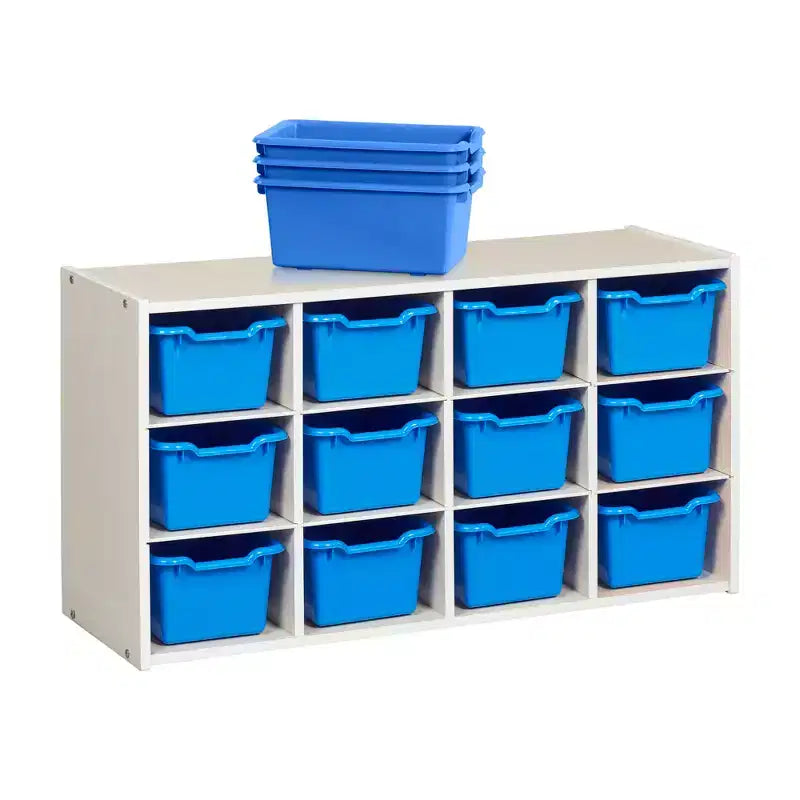 Meuble de rangement 12 casiers et 15 bacs à façade ouverte, 3x4, Meuble pour enfants