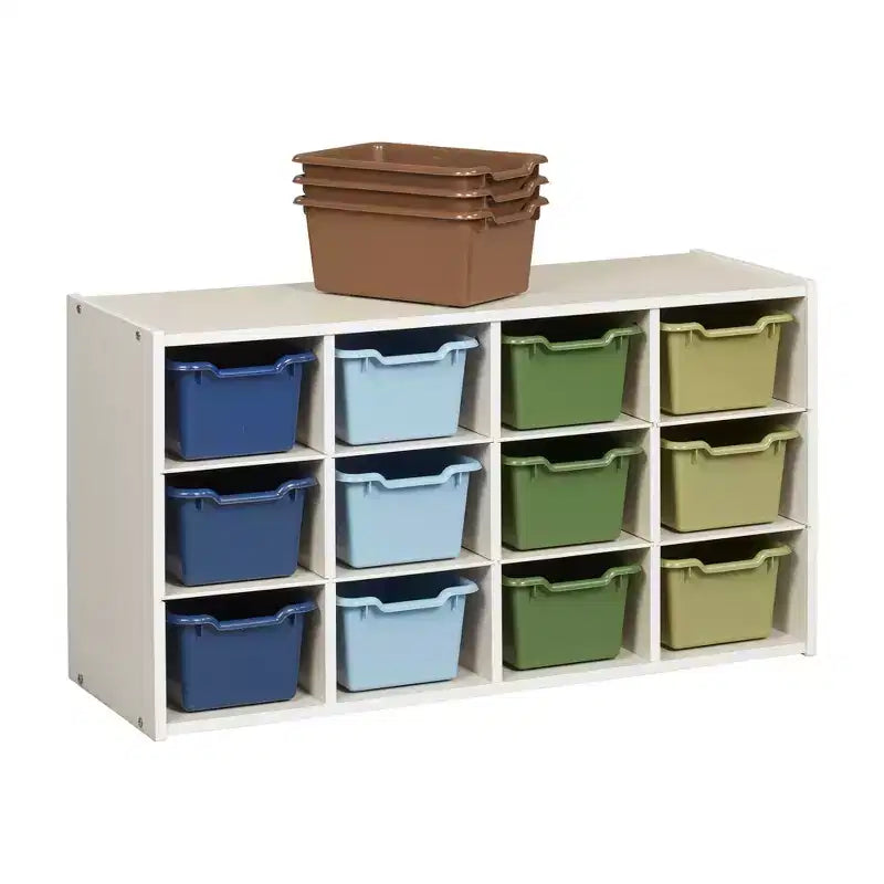 Meuble de rangement 12 casiers et 15 bacs à façade ouverte, 3x4, Meuble pour enfants