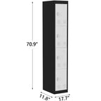 Armoire à casiers métalliques minces à 4 portes étroites | Acier robuste résistant à la rouille avec ventilation | Rangement pour gymnase et bureau pour l'école