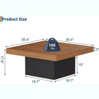 Table basse carrée avec lumières LED, tables de salon de 89 cm, tables basses modernes avec lumières LED 16 couleurs enfichables pour bureau à domicile, marron