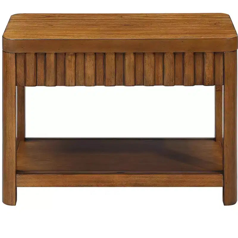 Table d'appoint rectangulaire de ferme de 25 pouces avec étagère de rangement