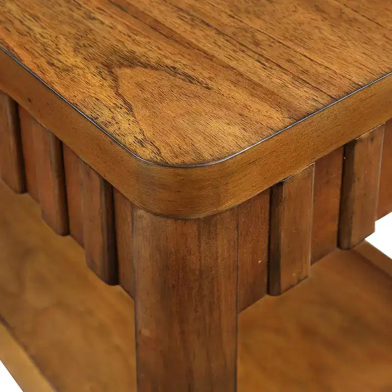 Table d'appoint rectangulaire de ferme de 25 pouces avec étagère de rangement