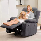 Fauteuil inclinable pivotant et surdimensionné avec massage et chauffage – Fauteuil inclinable pivotant manuel en tissu Lazy Boy pour adultes