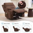 Fauteuil inclinable pivotant et surdimensionné avec massage et chauffage – Fauteuil inclinable pivotant manuel en tissu Lazy Boy pour adultes