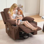 Fauteuil inclinable pivotant et surdimensionné avec massage et chauffage – Fauteuil inclinable pivotant manuel en tissu Lazy Boy pour adultes