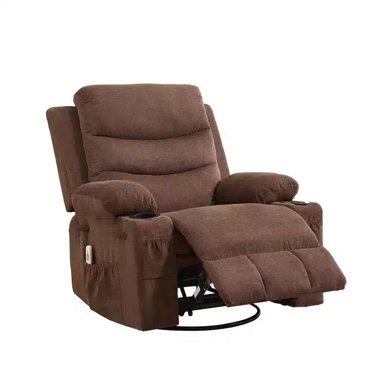 Fauteuil inclinable pivotant et surdimensionné avec massage et chauffage – Fauteuil inclinable pivotant manuel en tissu Lazy Boy pour adultes