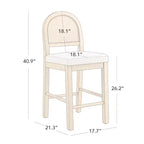 Tabouret de comptoir bohème en rotin avec dossier incurvé et assise coussinée