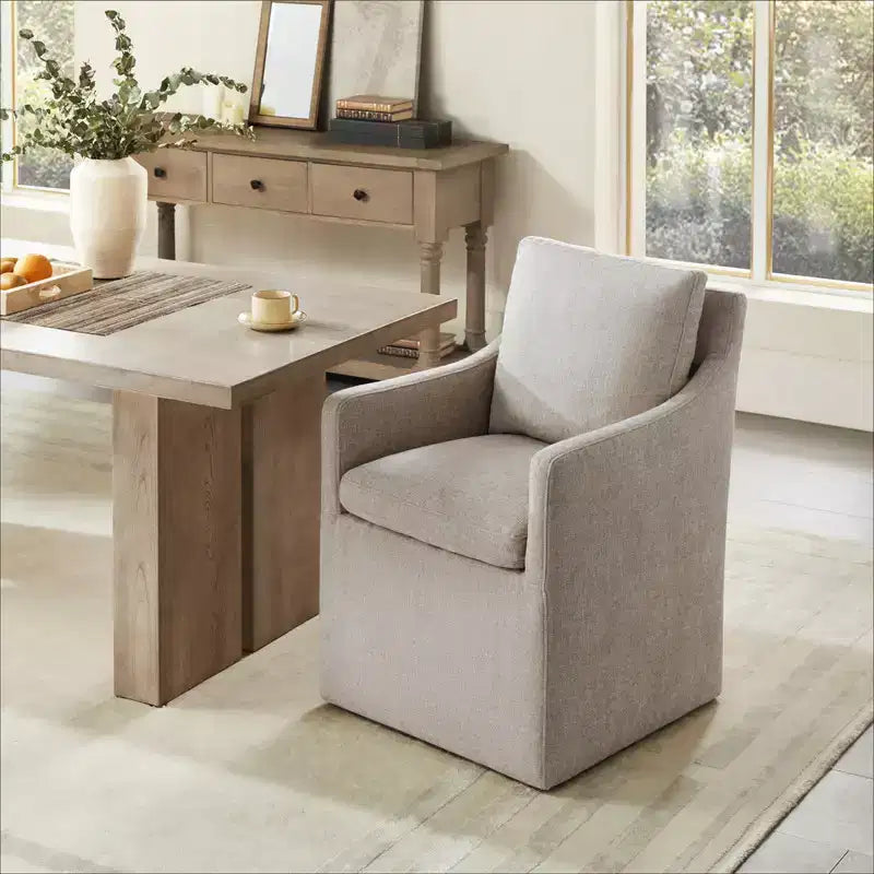 Spruce&Spring Modern Dining Arm Chair with Caster No Assembly
