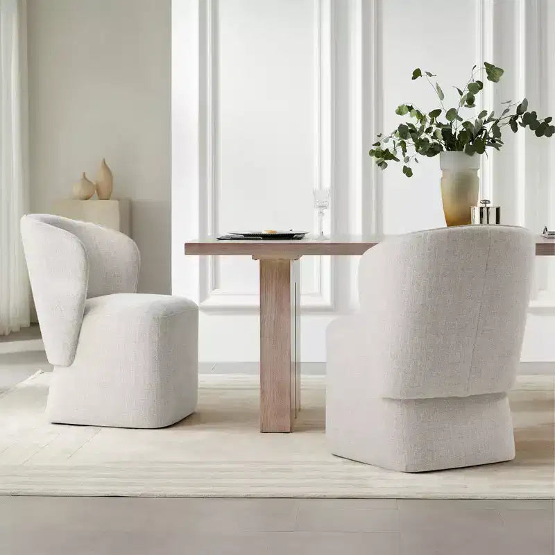 Chaise de salle à manger moderne avec roulettes et dossier enveloppant