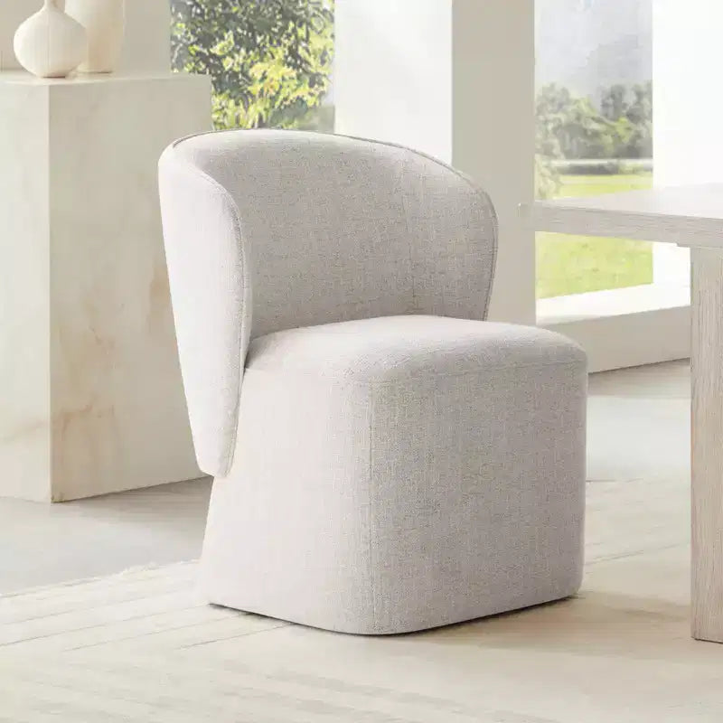 Chaise de salle à manger moderne avec roulettes et dossier enveloppant