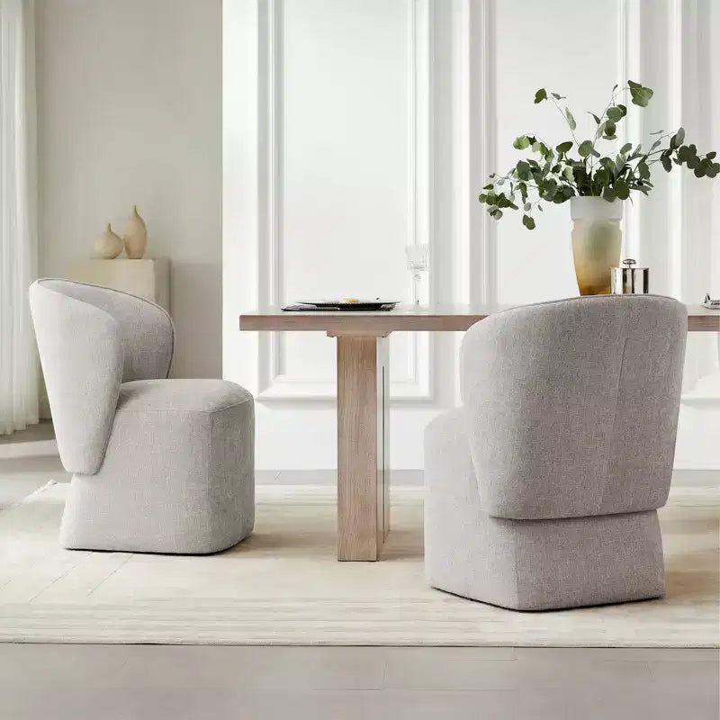 Chaise de salle à manger moderne avec roulettes et dossier enveloppant