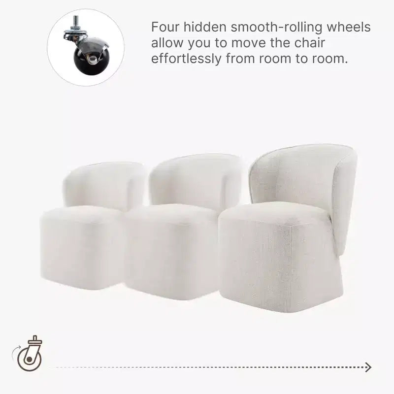 Chaise de salle à manger moderne avec roulettes et dossier enveloppant