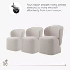 Chaise de salle à manger moderne avec roulettes et dossier enveloppant