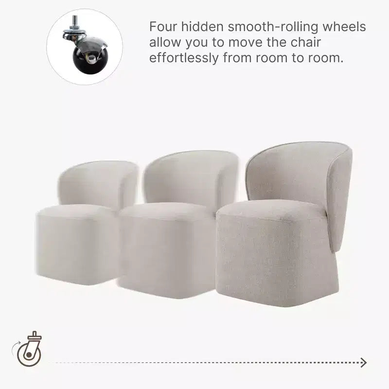 Chaise de salle à manger moderne avec roulettes et dossier enveloppant