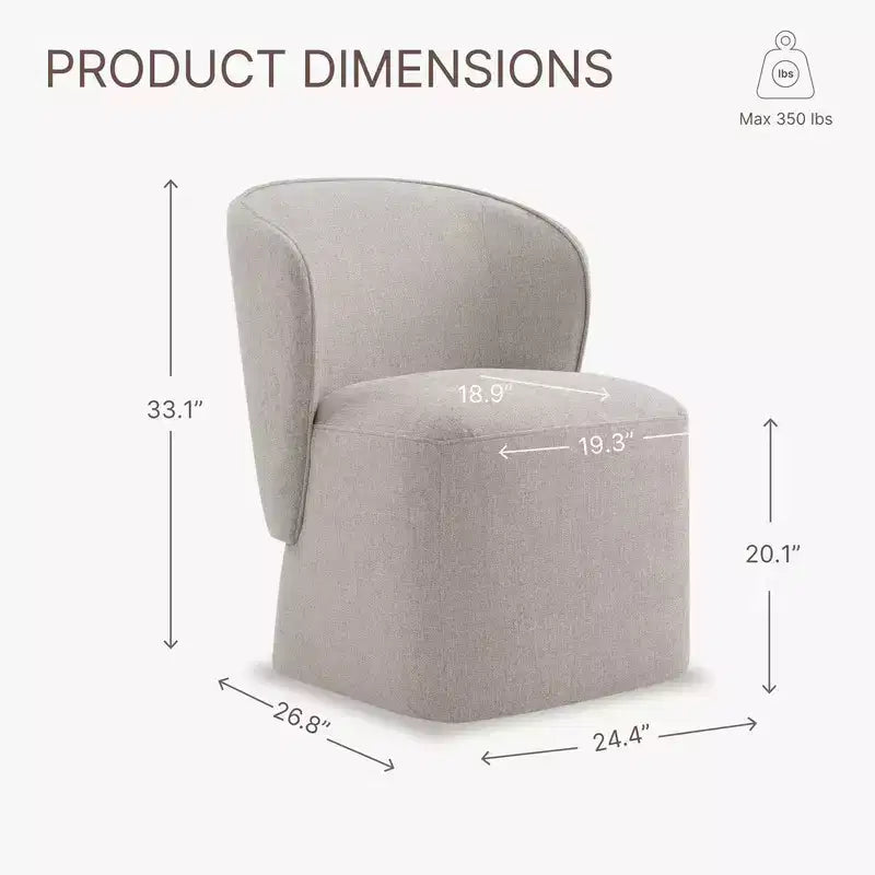 Chaise de salle à manger moderne avec roulettes et dossier enveloppant