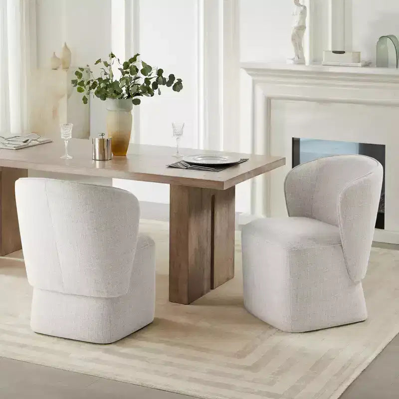Chaise de salle à manger moderne avec roulettes et dossier enveloppant