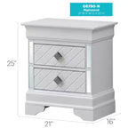 Table de chevet rectangulaire en métal avec 2 tiroirs, finition argentée, 61 cm (H) x 53 cm (l), pour salon et chambre à coucher