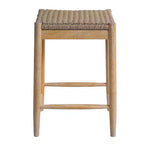 Tabourets de comptoir sans dossier en bois d'acacia et assise en osier tressé Boho 25.8