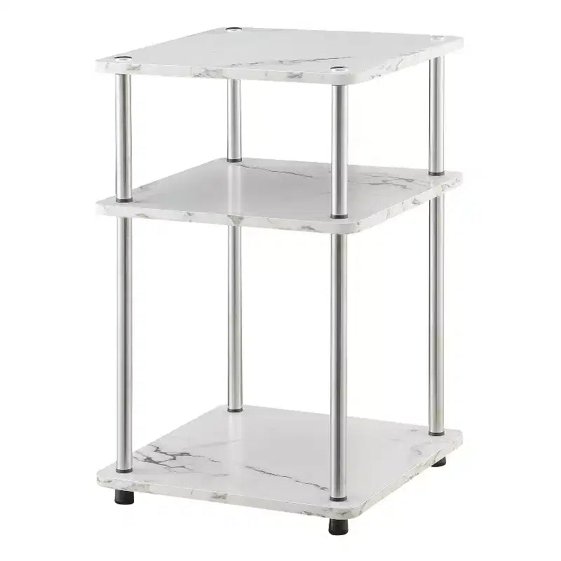 HomeStock 25.5 in.H White Color Rectangle Metal Table Top End Table 1 -piece