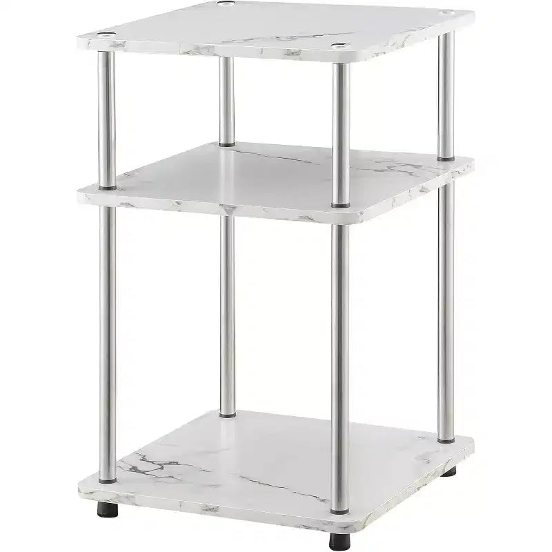 Table d'appoint rectangulaire en métal blanc de 64,7 cm de hauteur - 1 pièce