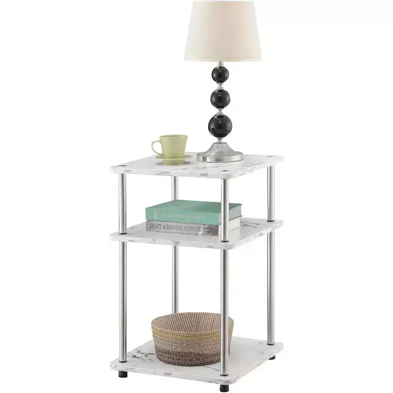 Table d'appoint rectangulaire en métal blanc de 64,7 cm de hauteur - 1 pièce