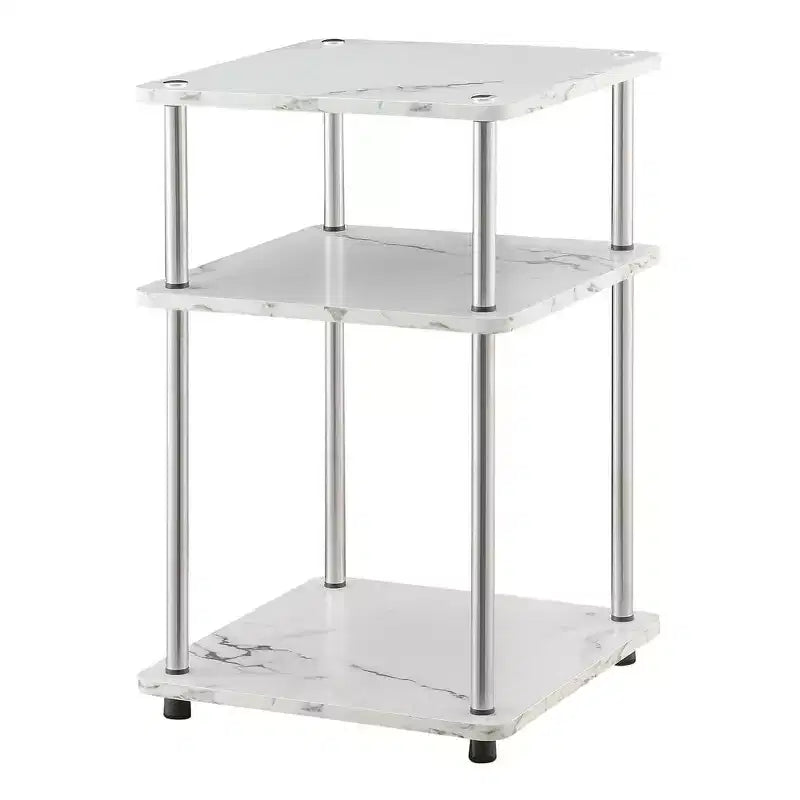 Table d'appoint rectangulaire en métal blanc de 64,7 cm de hauteur - 1 pièce