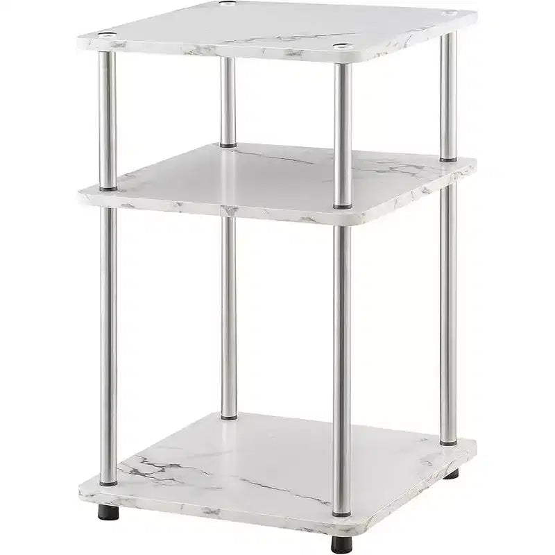 Table d'appoint rectangulaire en métal blanc de 64,7 cm de hauteur - 1 pièce