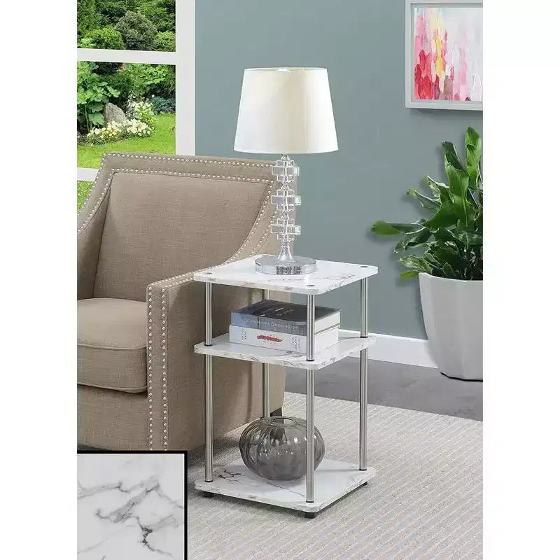 Table d'appoint rectangulaire en métal blanc de 64,7 cm de hauteur - 1 pièce