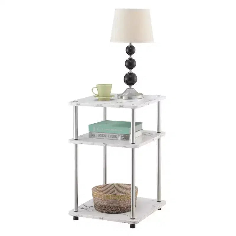 Table d'appoint rectangulaire en métal blanc de 64,7 cm de hauteur - 1 pièce