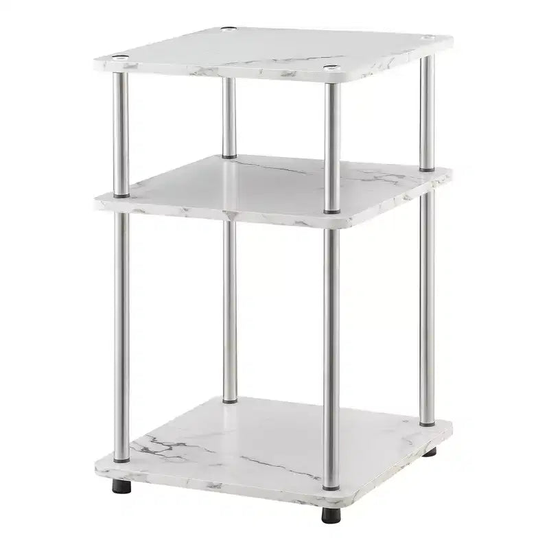 Table d'appoint rectangulaire en métal blanc de 64,7 cm de hauteur - 1 pièce