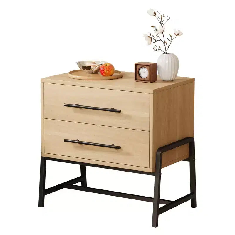 Table de chevet avec tiroirs, Table de chevet en bois, Table d'appoint avec pieds en métal, Table de chevet moderne, Tables de chevet pour chambre à coucher et salon