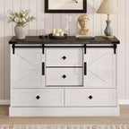 Commode de chambre rustique avec 4 tiroirs et portes coulissantes style grange, meuble de rangement, support TV rustique avec étagère, organisateur pour salon, entrée