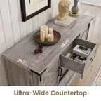 Commode de chambre rustique avec 4 tiroirs et portes coulissantes style grange, meuble de rangement, support TV rustique avec étagère, organisateur pour salon, entrée