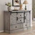 Farmhouse Dresser for Bedroom w/4 Drawers & Sliding Barn Doors,Chest of Drawers,Rustic Dresser TV Stand w/Shelf,Organizer for Living Room,Entryway