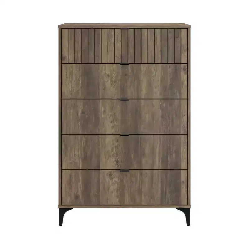Commode 5 tiroirs (Verrouillage) - Chêne noueux