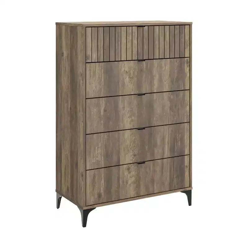 Commode 5 tiroirs (Verrouillage) - Chêne noueux