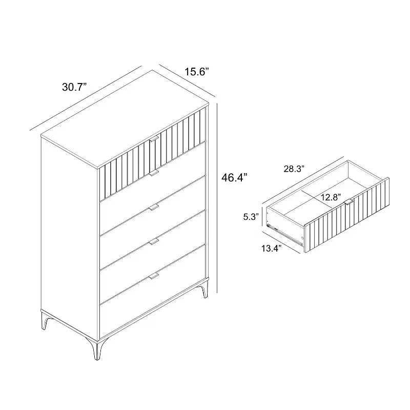 Commode 5 tiroirs (Verrouillage) - Chêne noueux