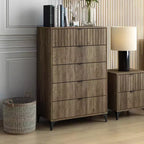 Commode 5 tiroirs (Verrouillage) - Chêne noueux