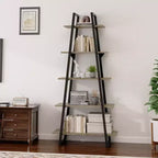 Étagère bibliothèque à 5 niveaux, étagère sur pied de style rétro avec étagères, tour de rangement haute pour CD, films et livres, étagère de rangement étroite pour chambre à coucher