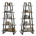 Étagère bibliothèque à 5 niveaux, étagère sur pied de style rétro avec étagères, tour de rangement haute pour CD, films et livres, étagère de rangement étroite pour chambre à coucher