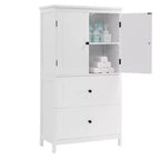 Meuble de rangement de salle de bain avec deux portes et tiroirs Étagère réglable Panneau MDF Noir