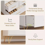 Commode moderne en bois à 5 tiroirs avec lumières LED, meuble de rangement autonome de 119 cm avec pieds dorés