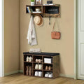 Meuble d'entrée, porte-manteau mural et banc à chaussures avec 5 crochets, meuble de rangement de style industriel, armoire à chaussures avec rangement pour couloir