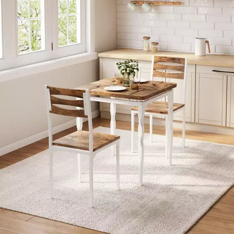 Dining Table Set for 2, 3-Piece Compact Dining Table and Chairs, Ergonomic Comfortable Seating, Ideal for Small Spaces, Kitchens, Apartments