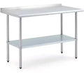 Stainless Steel Worktop, 24*48 Commercial Kitchen Worktop with Back Panel, Adjustable Base and Feet, Suitable for Restaurants, Garages and Outdoors