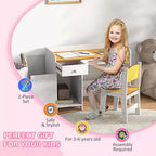 Table pour Enfants 2 Pièces avec Tiroir de Rangement, MDF Sûr, Montage Facile, Idéale pour les Devoirs & les Jeux - Blanche