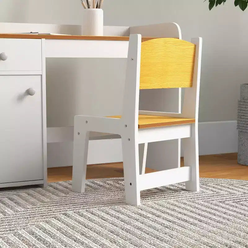 Table pour Enfants 2 Pièces avec Tiroir de Rangement, MDF Sûr, Montage Facile, Idéale pour les Devoirs & les Jeux - Blanche
